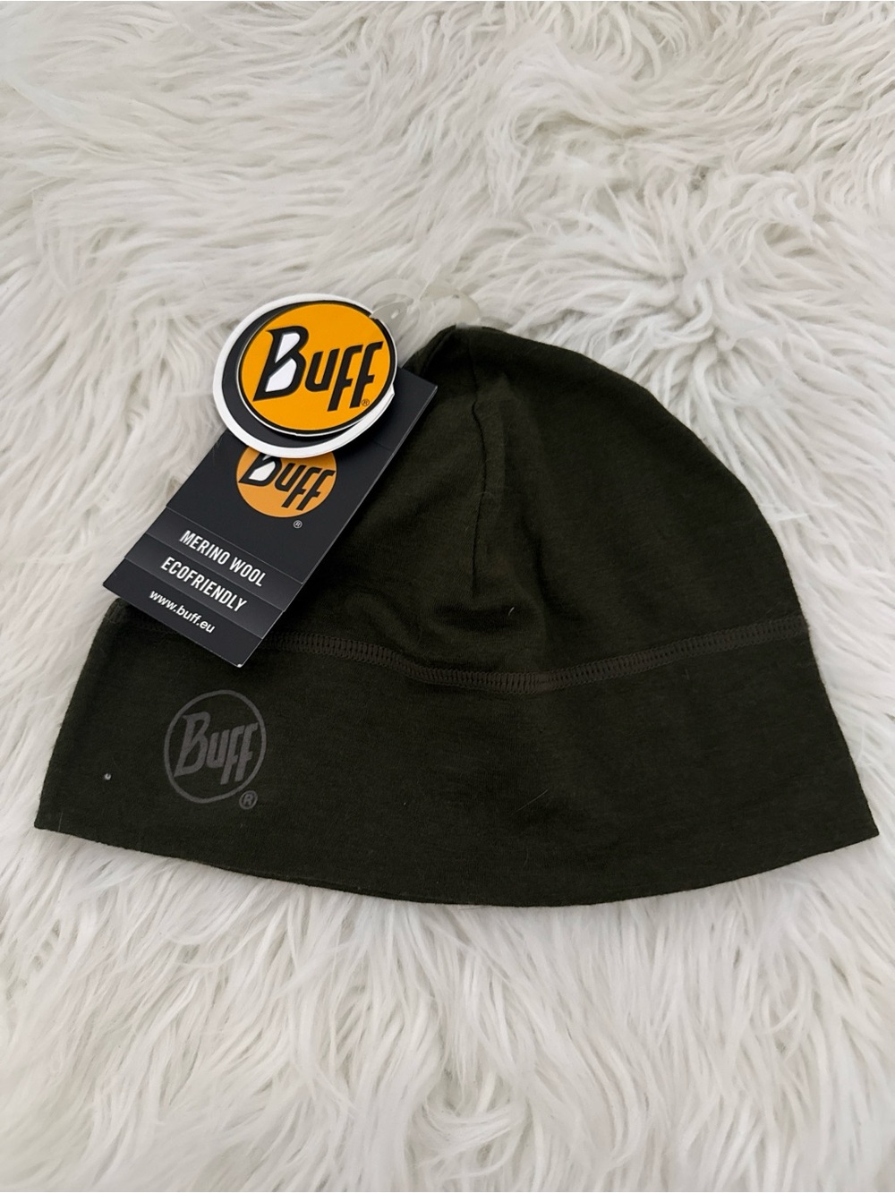 Buff Merino Wool Beanie in Olive